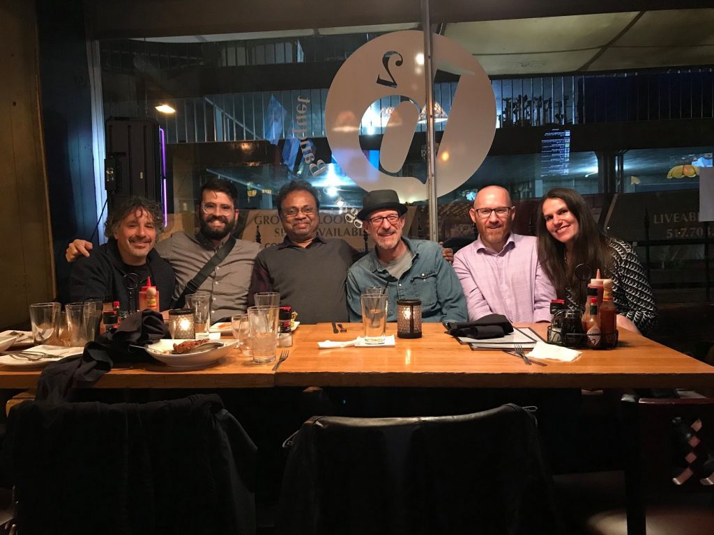 Elia Lyssy with Doc Lab faculty John Valadez, Peter Johnston, Swarnavel Eswaran Pillai, Troy Hale, and Alexandra Hidalgo