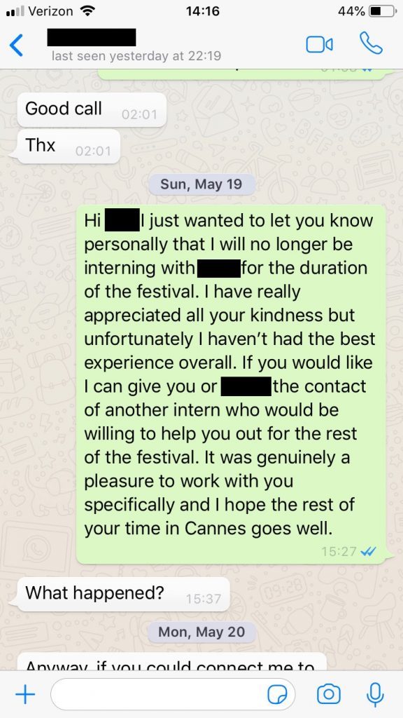 The text I sent to the agent